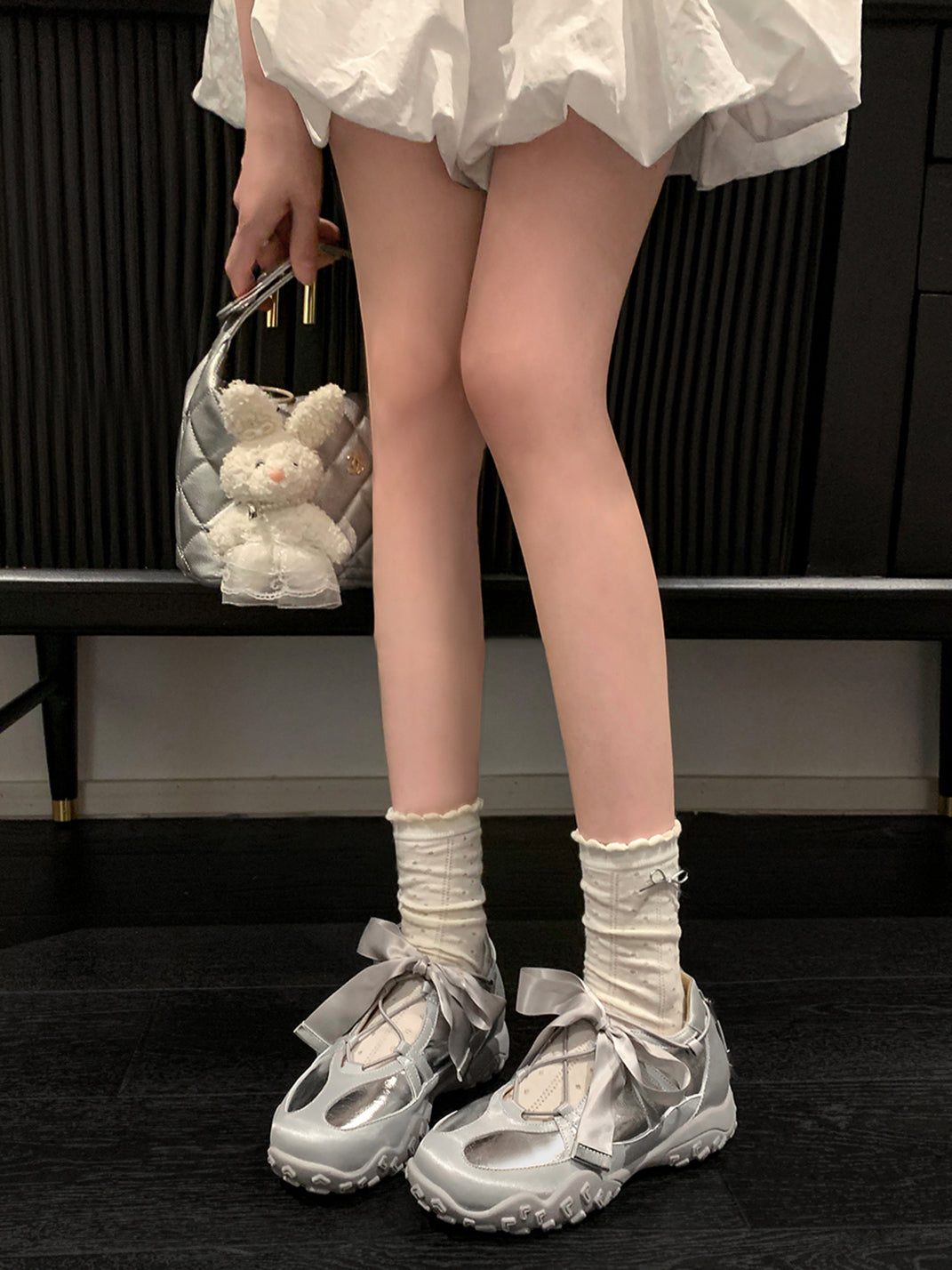 UNCLEWEN | Quick Lace Ribbon Ballet Trainer With Removable Insole-Silver - PSYLOS 1, UNCLEWEN | Quick Lace Ribbon Ballet Trainer With Removable Insole-Silver, Retro Trainers, UNCLEWEN, PSYLOS 1